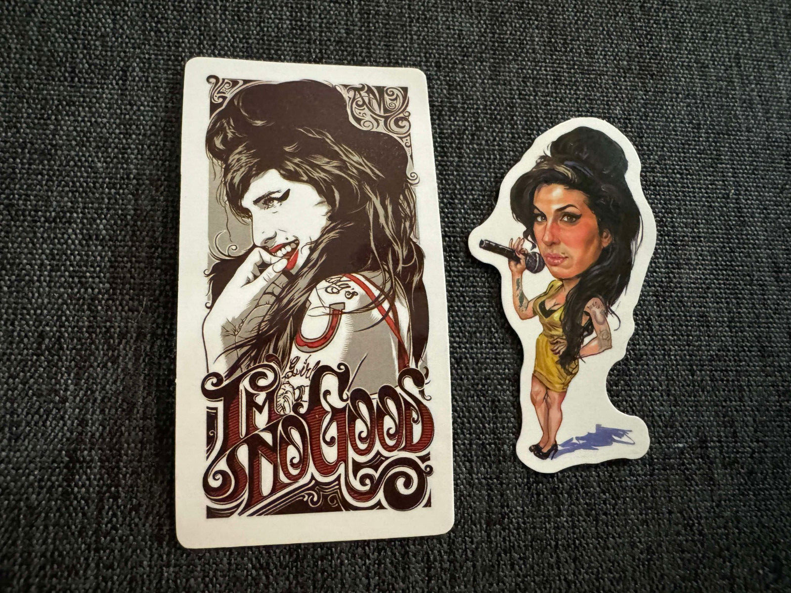 Lot (2) AMY WINEHOUSE 1 1/4″ to 3″ Band Logo STICKERS Fast! Free SHIP!