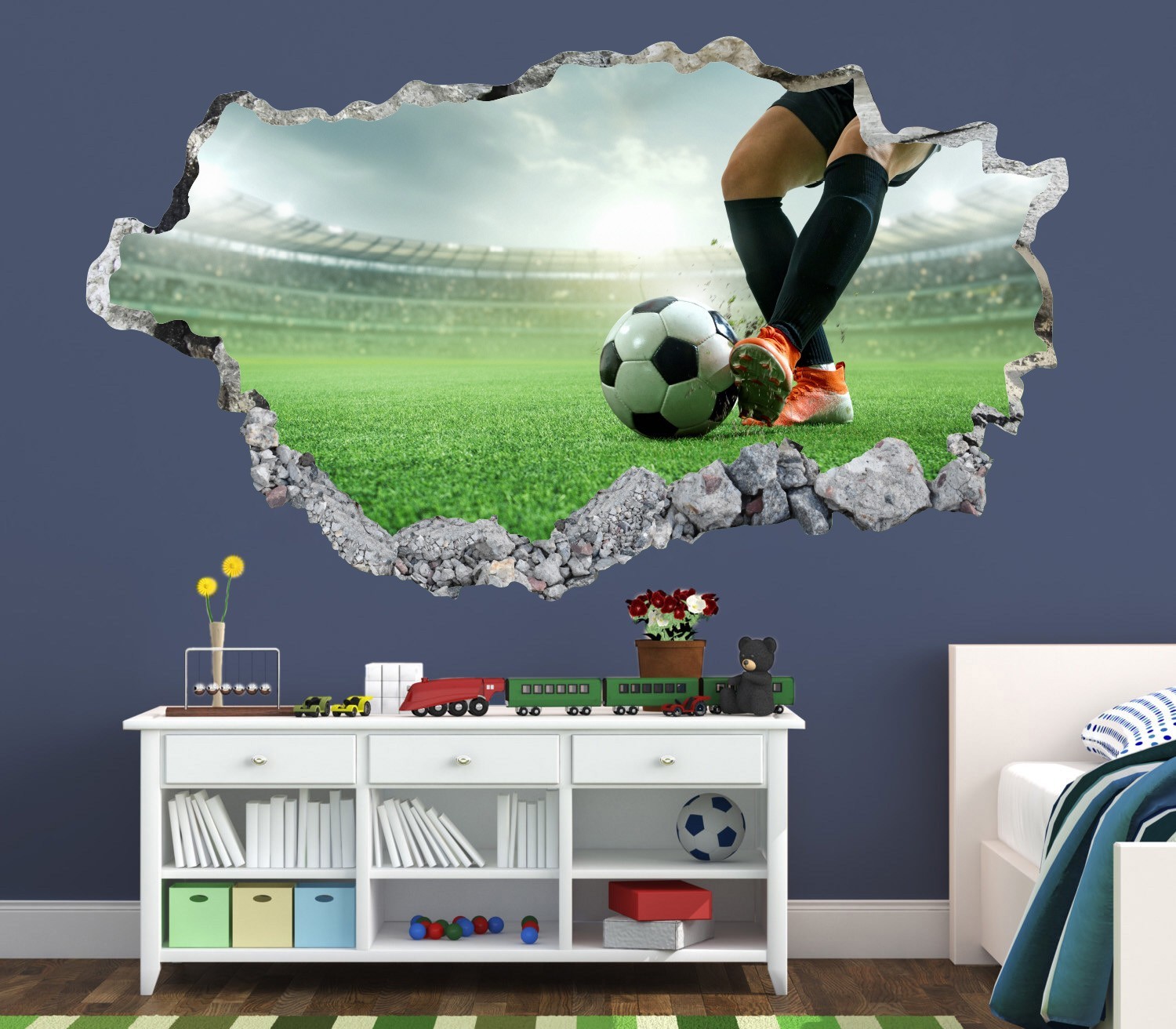 3D Soccer Wall Decal Stadium Vinyl Sticker Sports Kids Room Bedroom Decor M-82