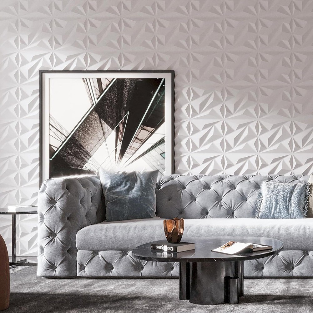 50/100Pcs 3D Wall Panel Diamond Black/White Wall Covering Panels 3D Wall Paper