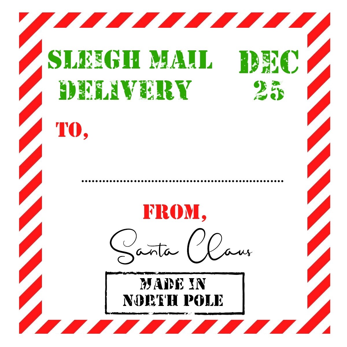 2.5” Christmas Stickers (6) Packing Delivery North Pole Santa Shipping Present