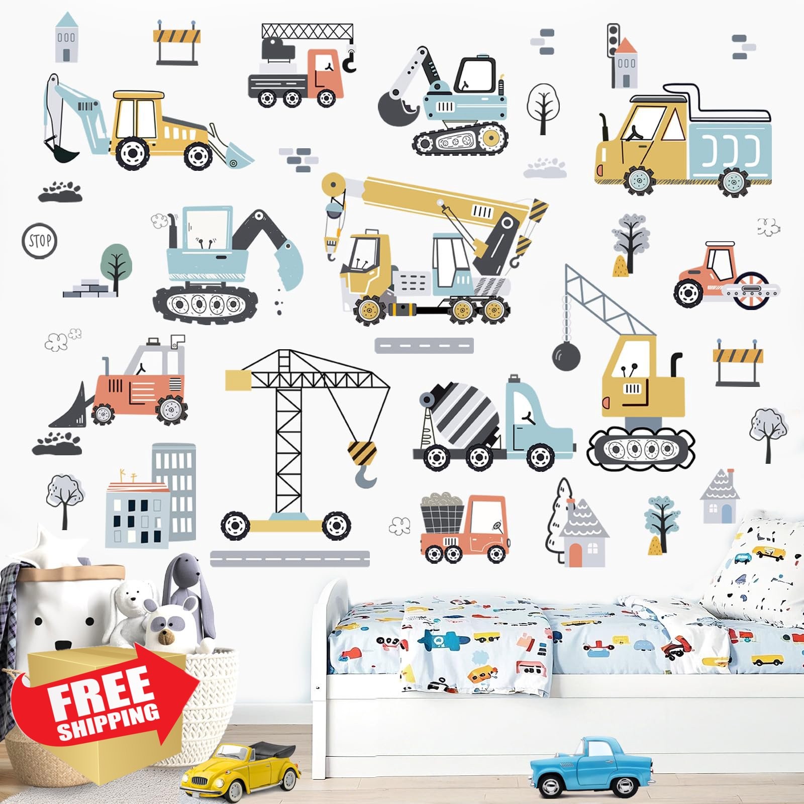 wondever Construction Vehicles Wall Stickers
