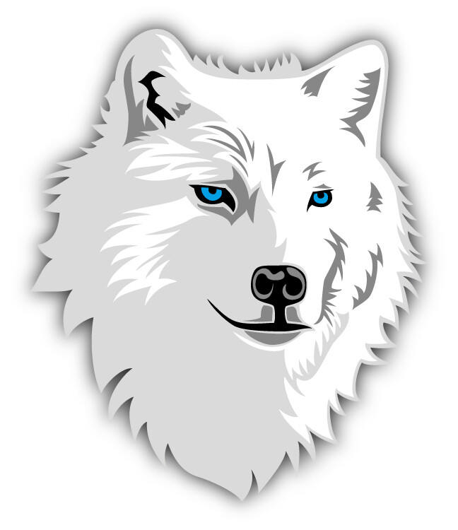 Arctic Wolf Head Mascot Car Bumper Sticker Decal