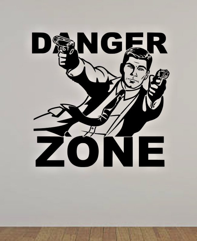 ARCHER – DANGER ZONE – LARGE VINYL DECAL STICKER – REMOVES – COLOR CHOICE
