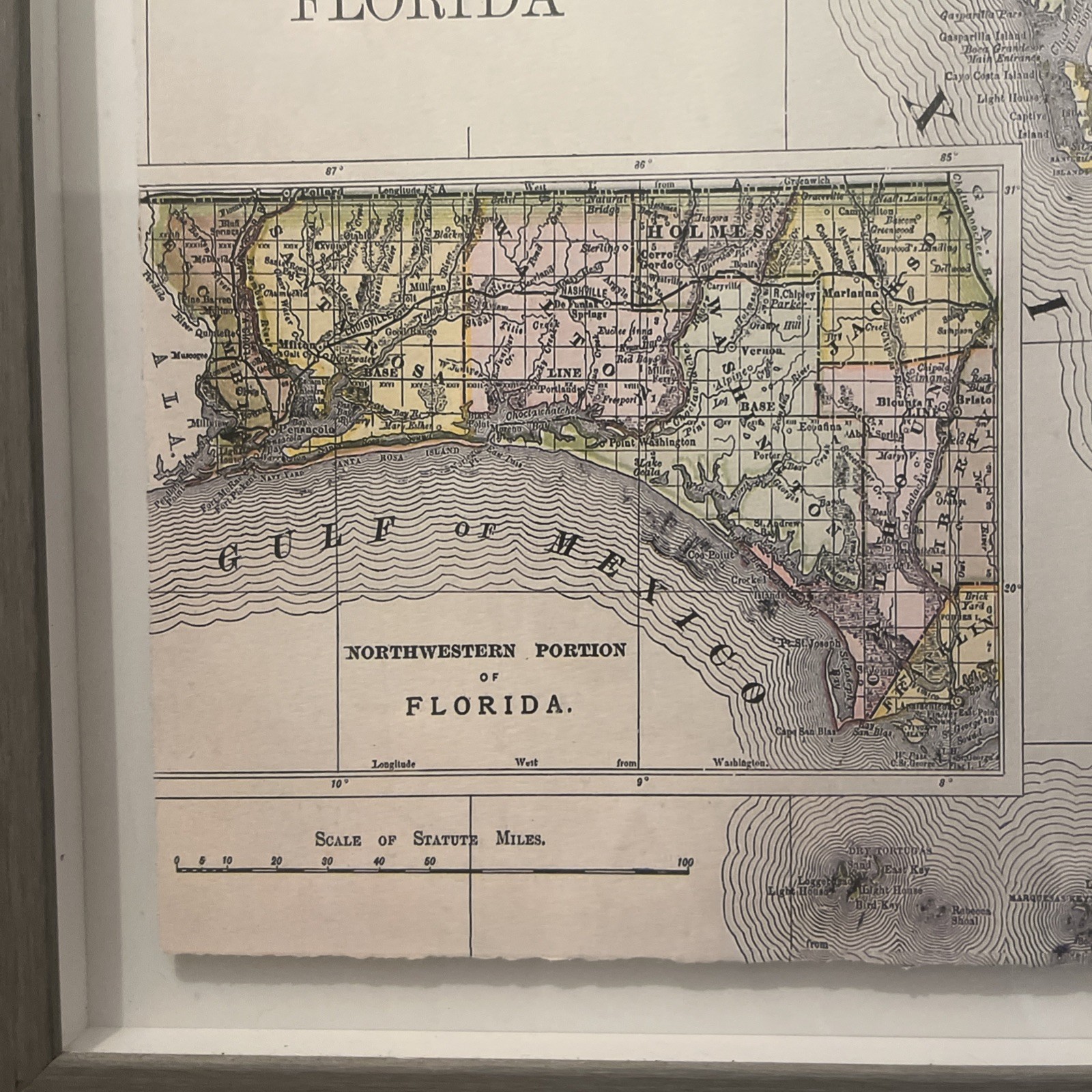 Florida Map Framed Painting Print 24×16
