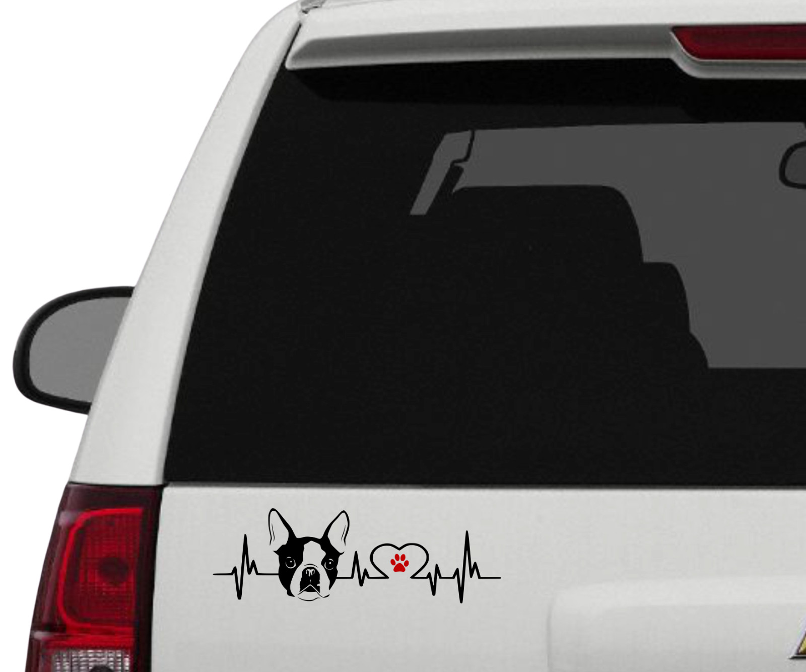 Boston Terrier Dog Heartbeat Vinyl Decal Car Auto Truck Window Bumper Laptop