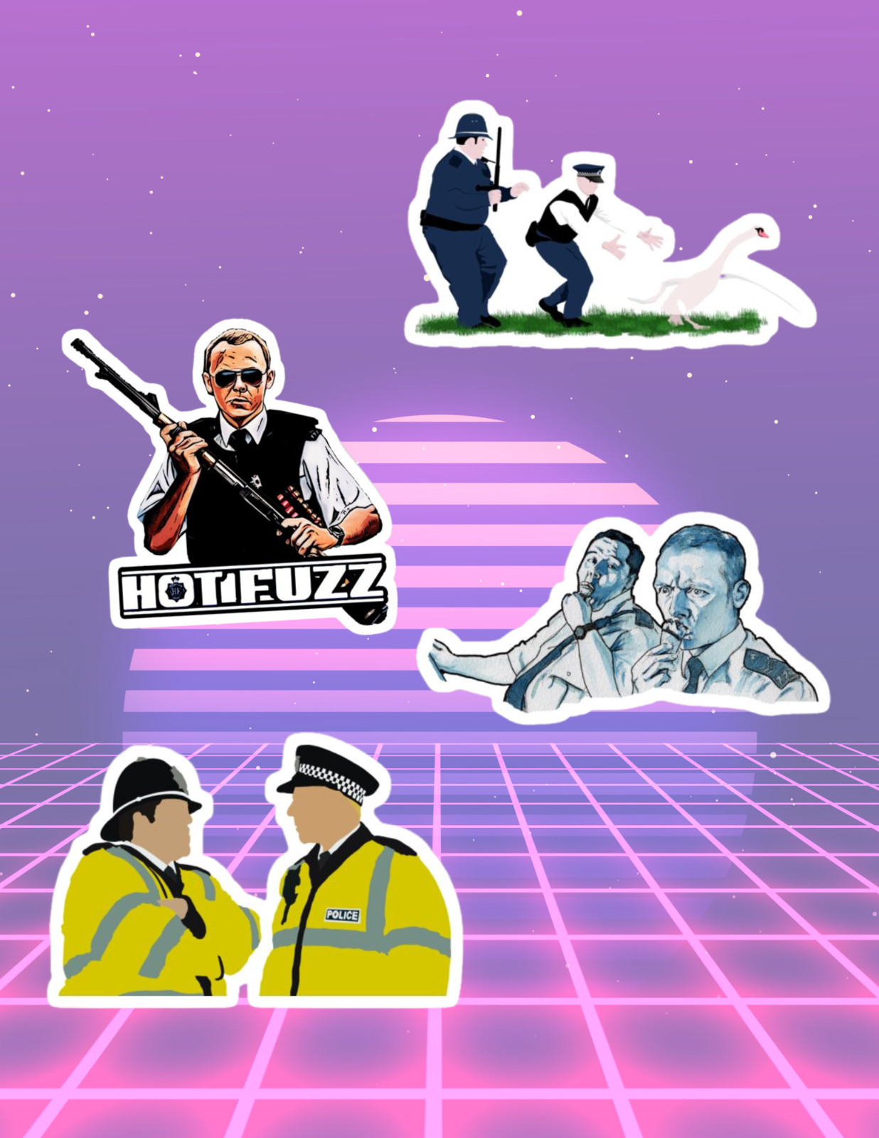 Hot Fuzz 2000’s Movie 4pc Sticker Pack