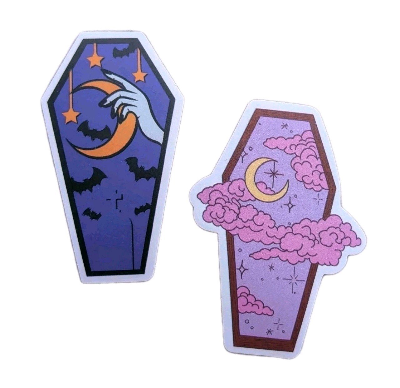 Haunted Active Spirit Creepy Witch Owned Moon Coffin Stickers Lot Of 2 Pc