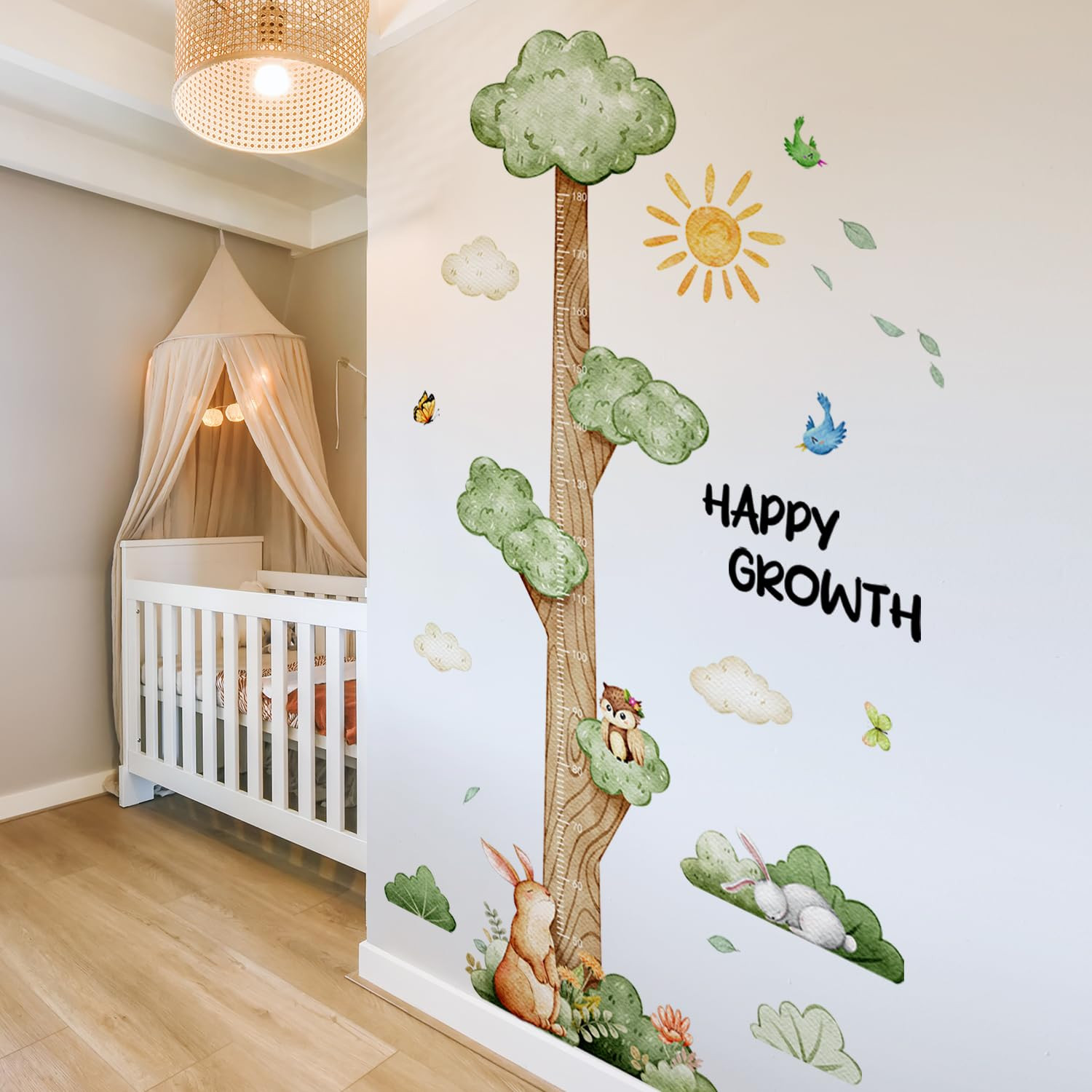 3D Cartoon Height Growth Chart for Kids Wall Stickers Removable DIY Jungle Anima