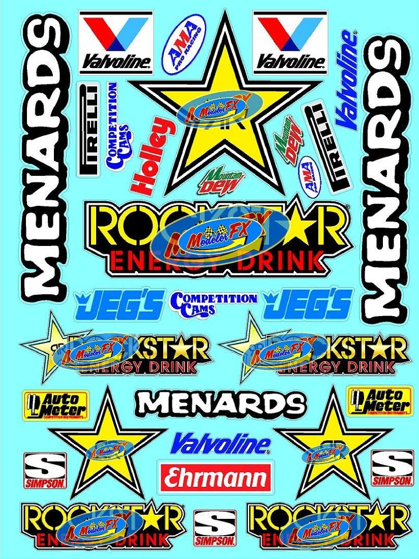 Clear Matte Vinyl Sticker Sheet#52-R/C MODEL Decal fits 1/10-1/16 ScaleRockstars
