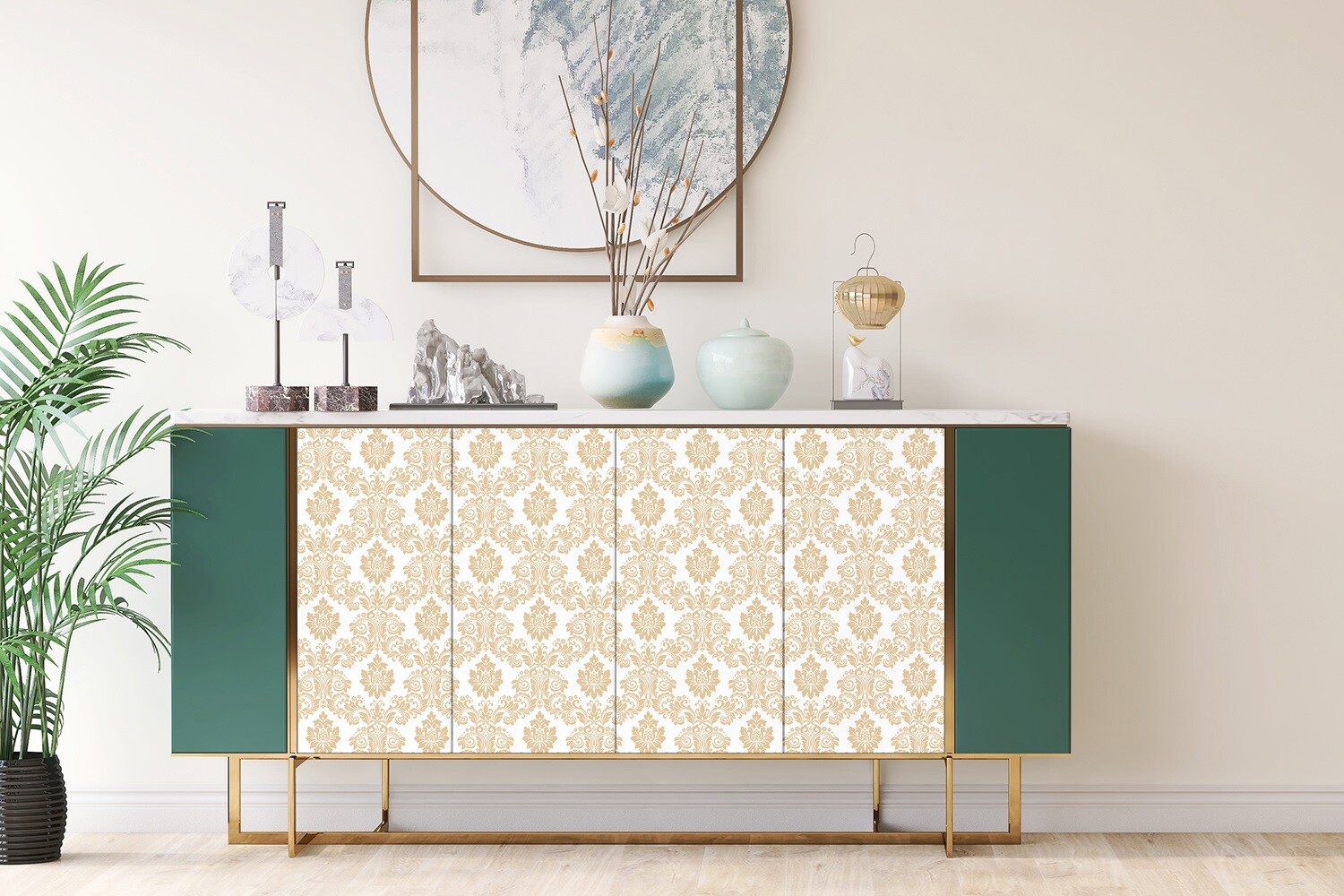 Wall Decal Self adhesive Home Furniture sticker Damask Baroque pattern 100×50