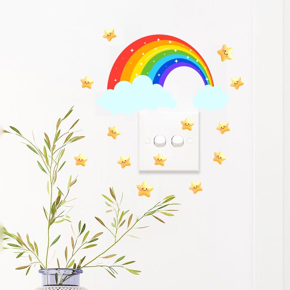 Blue and Green Glow Stars Wall Decals PVC Fluorescent Stickers for Room