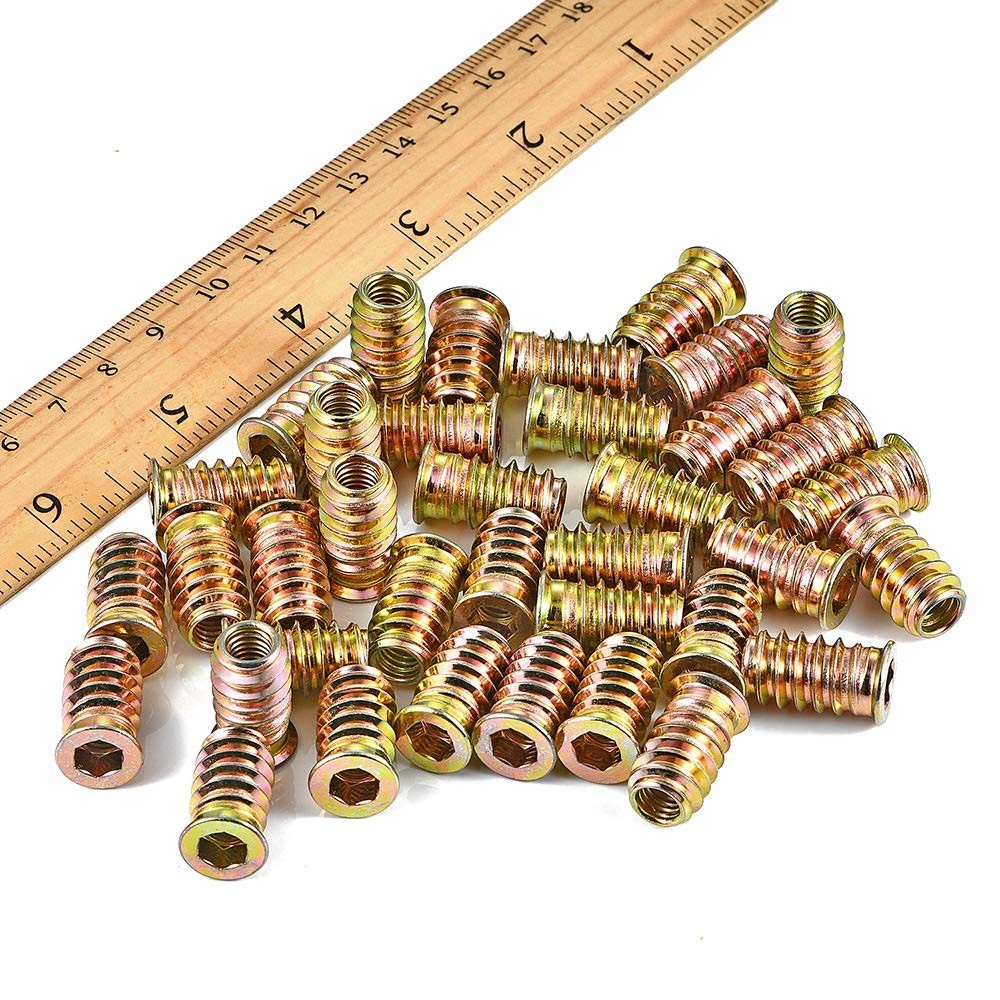 PGMJ 200 Pcs Threaded Inserts for Wood – One Size, 200 1/4″-20 x 20mm