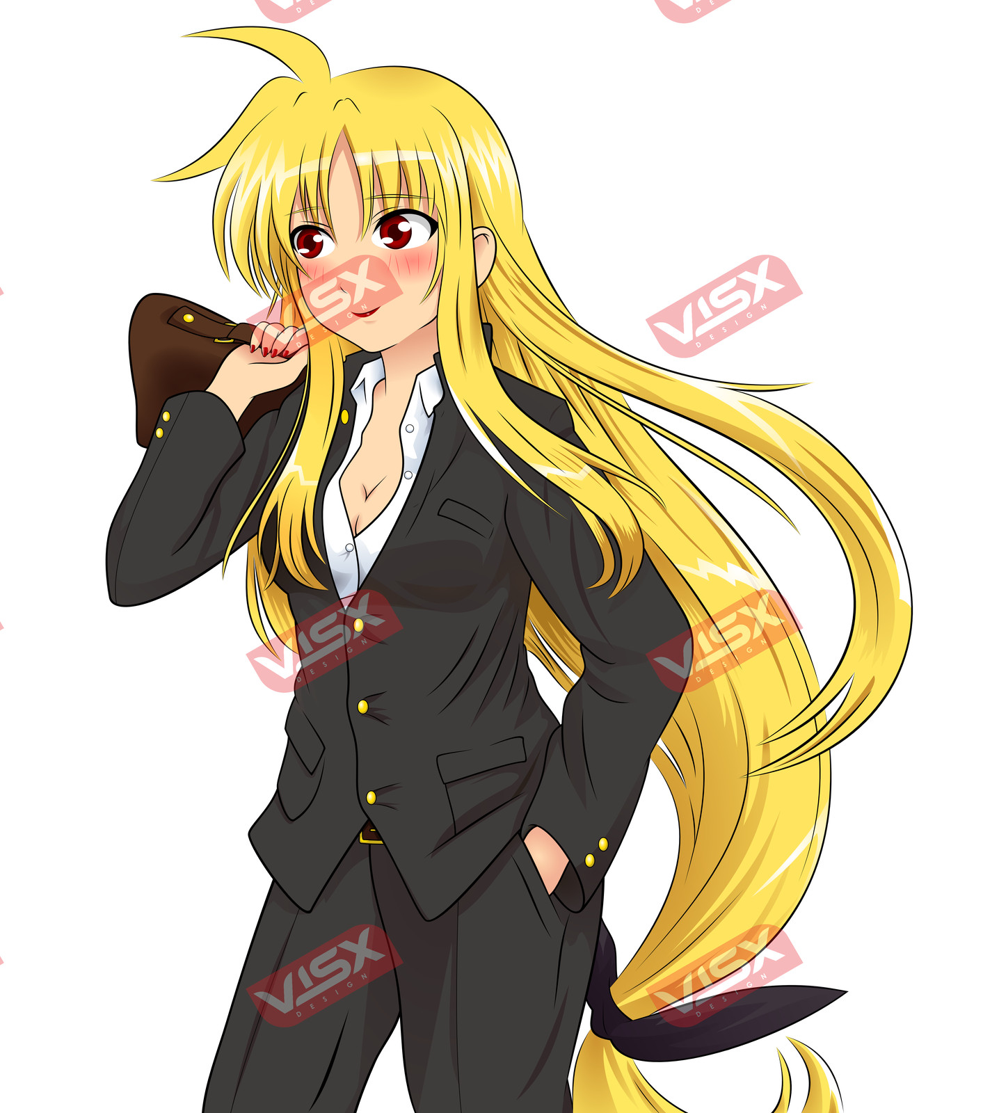 Fate Testarossa Magical Girl Lyrical Nanoha Anime Bumper Sticker Peeker Decal