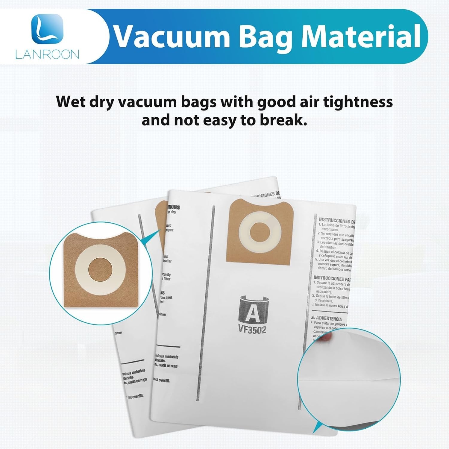 20 Pack VF3502 Vacuum Bags Compatible with Ridgid 12-16 Gallon Vacuum WD1950 WD1