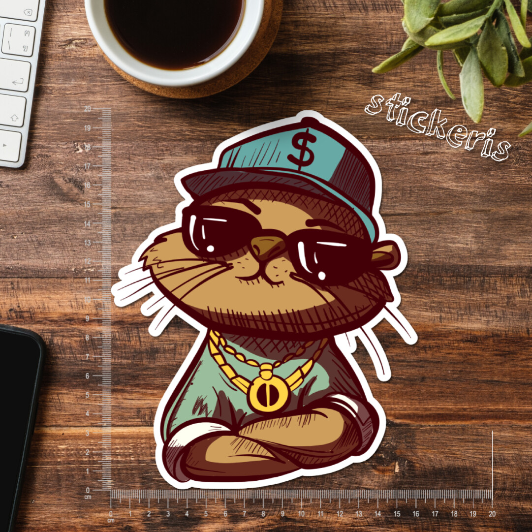 2x Cool thug otter with a gold chain sticker 2-12″ (up to 47″)| buy 2 get 1 free