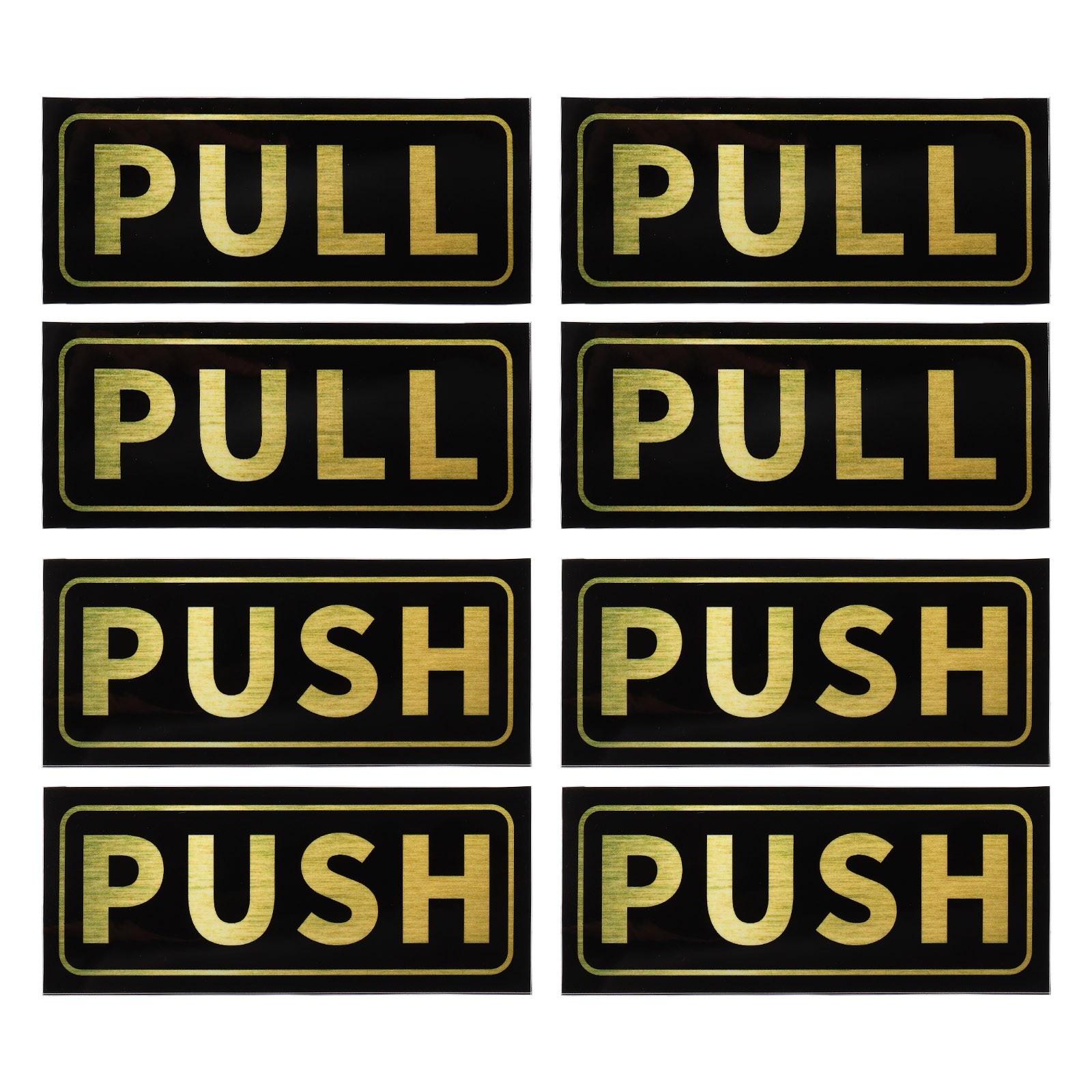 4Set Push Pull Door Sign 2″x5″ PVC Adhesive Horizontal Pull Push Sticker Golden