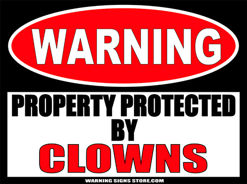 Clown Stickers Funny Warning Sign Door Stickers Wall Decals 6″ wide 2-pack WS413
