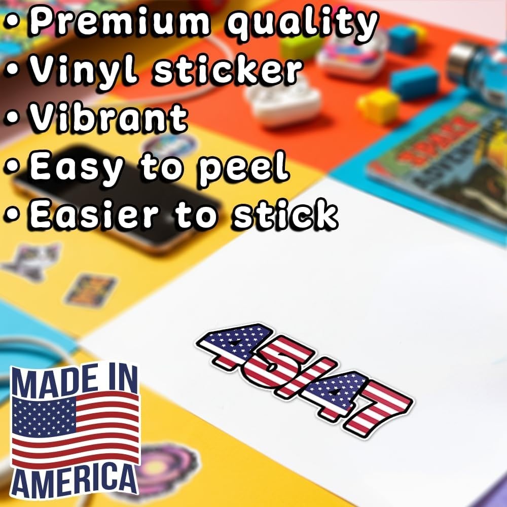 American Flag 45 47 Patriotic 2-Pack Vinyl Decal Car Bumper Sticker 5″x1.6″