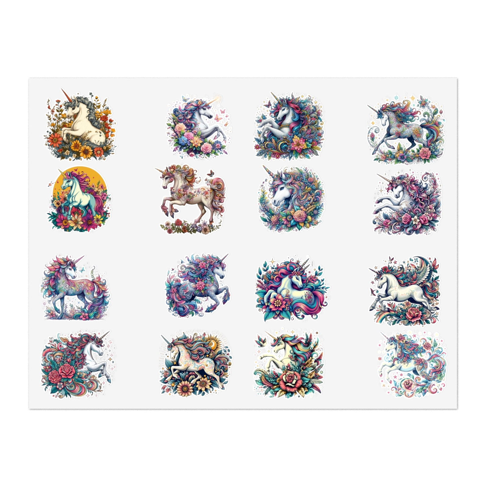 Whimsical Unicorn Sticker Sheets, Fantasy Decor, Gift for Kids & Teens,