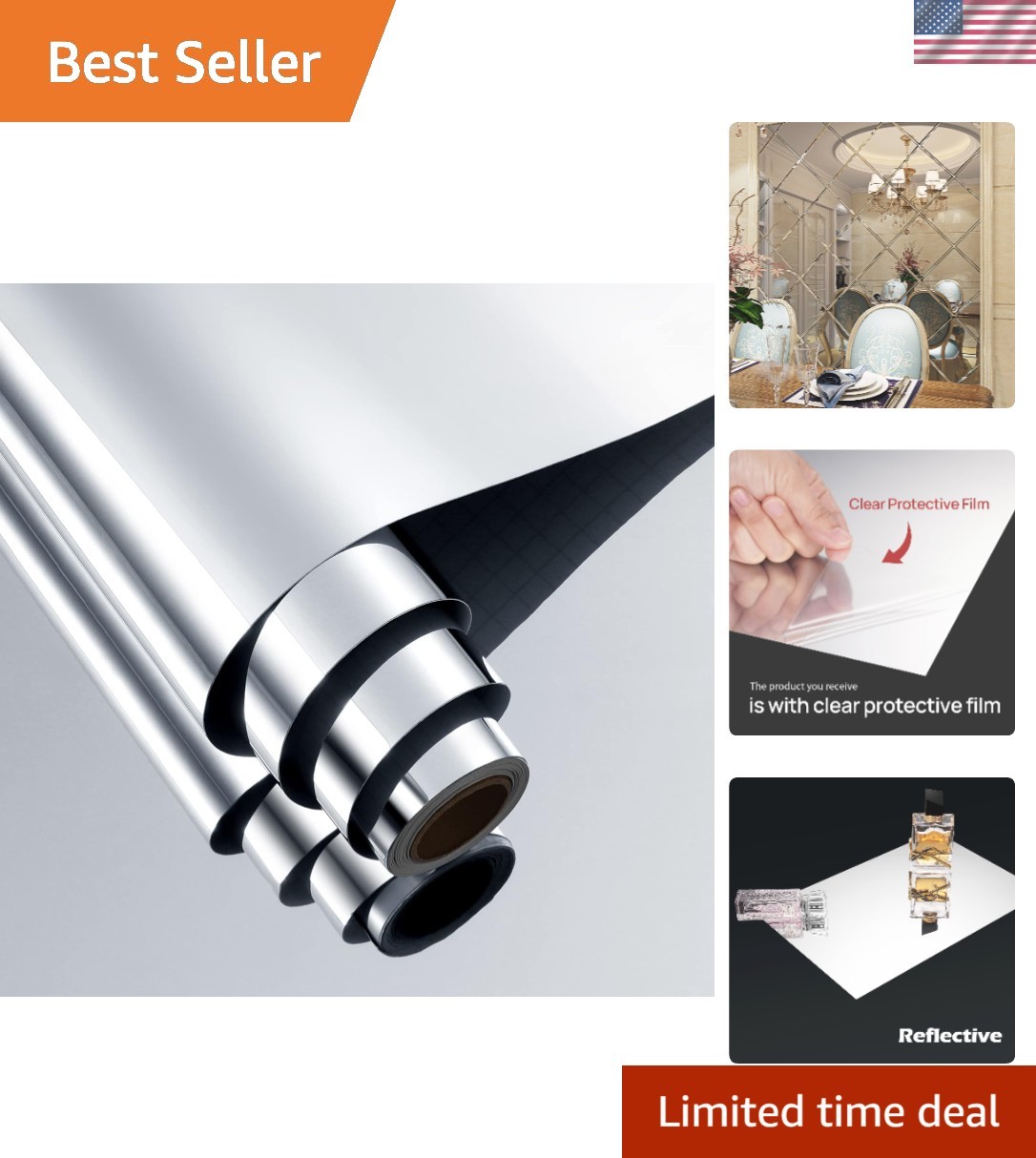 Innovative 12″x78.8″ Peel and Stick Mirror Roll – Perfect for Parties & Decor