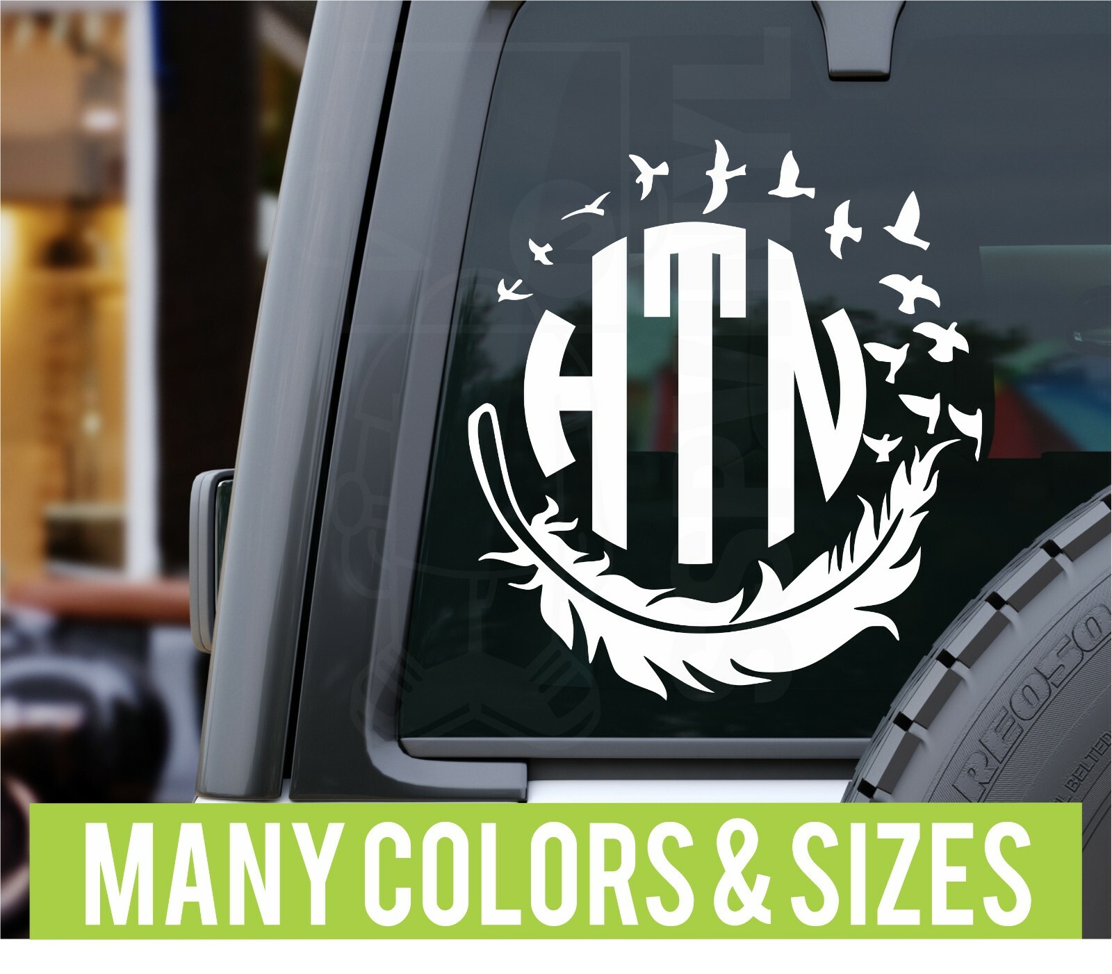 Feather Birds Personalized Monogram Planner Car Cup Vinyl Decal Sticker