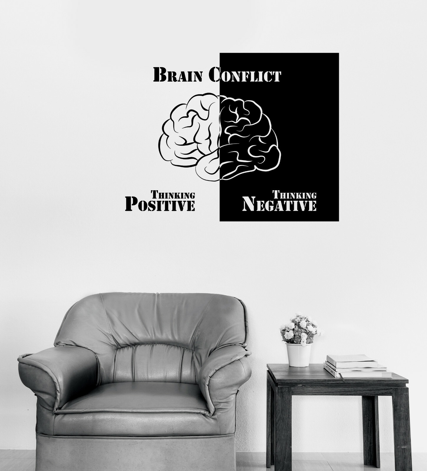 Wall Vinyl Decal Sticker Brain Conflict Image Thinking Positive Negative (n1230)