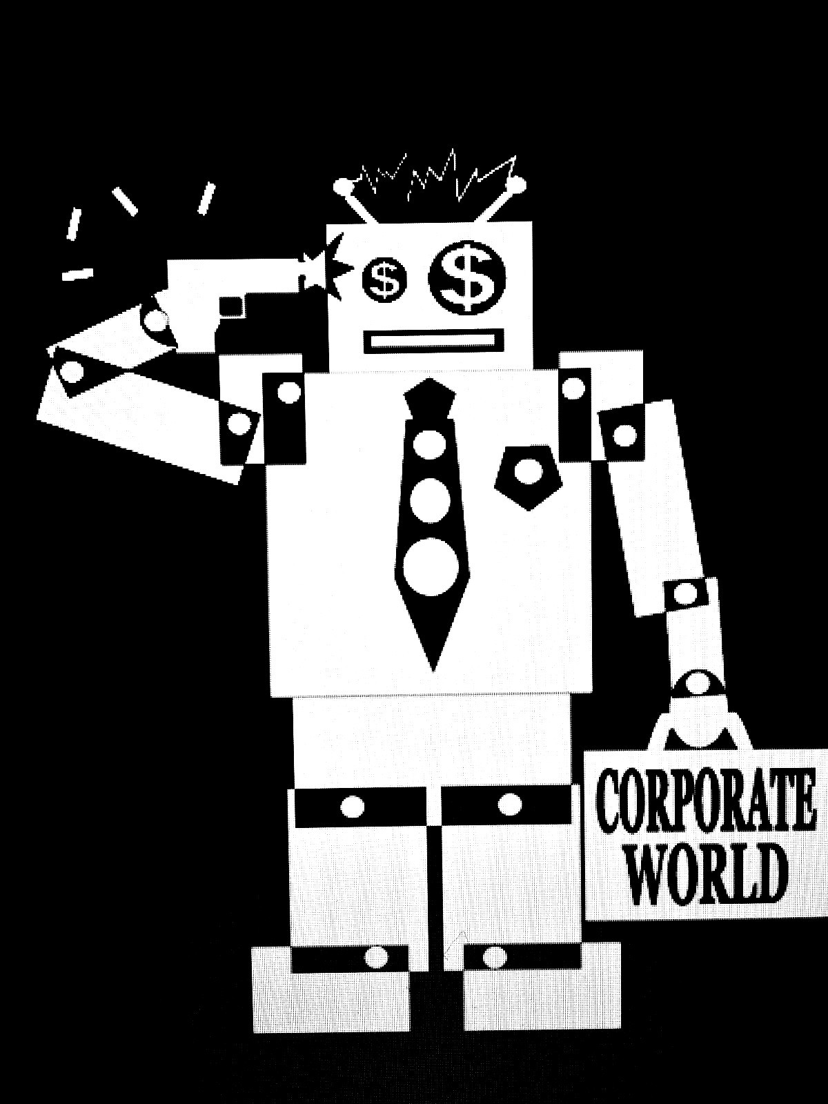 Corporate World Robot Wants Out 6.5″ X 5.8″ Anti Corpo, Corporate Slave, Revolt