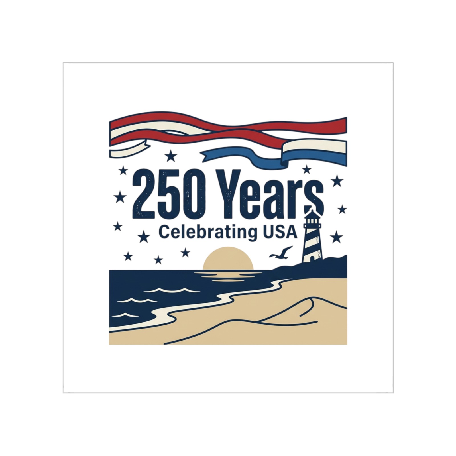 250 Year Celebration of the USA Transparent Outdoor Stickers, Square, 1pc