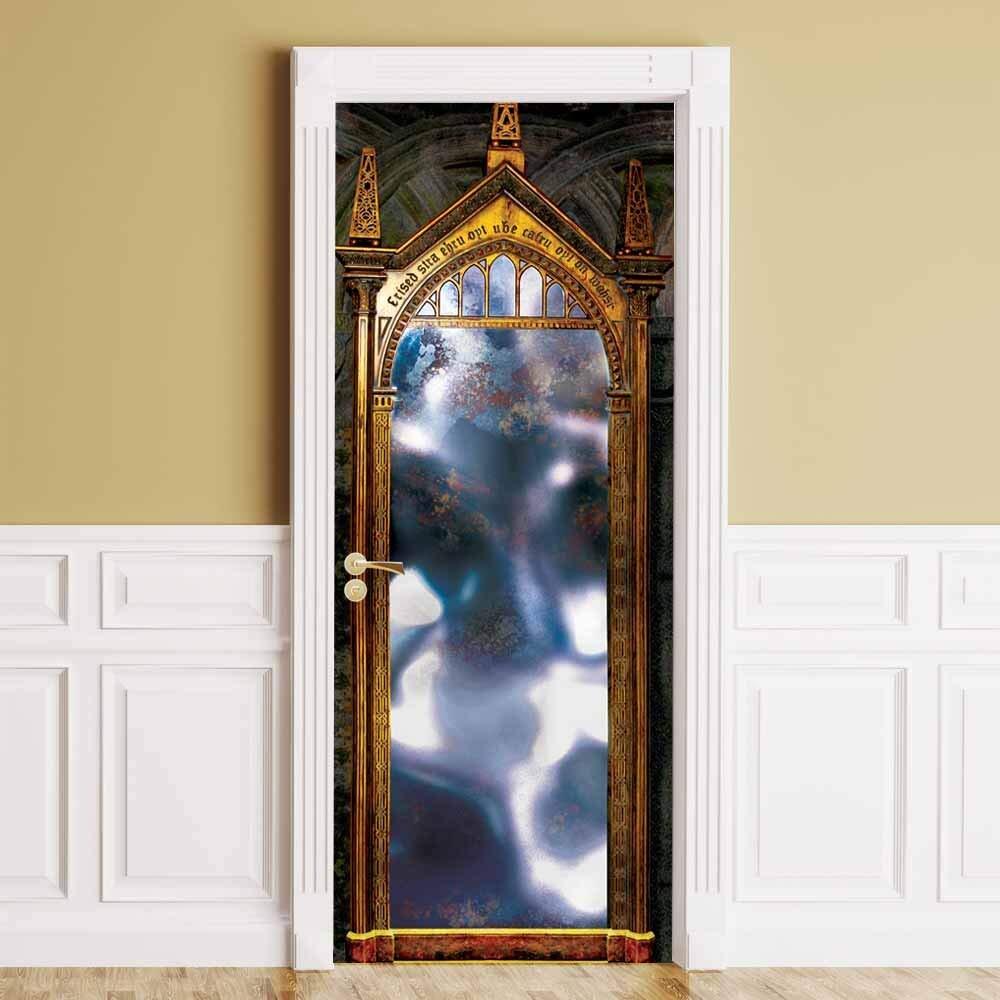 Magic Mirror Door Mural, Fantasy Sticker Wrap, Storybook Cover. Single piece