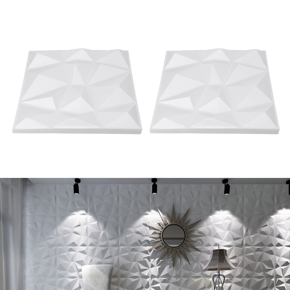 12X3D Wall Panels PVC Tiles Textured Bricks Art Design DIY Wallpaper Decor White