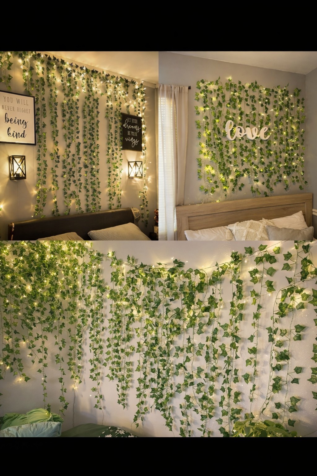 24pcs Ivy Leaves with LED String Light Wall Plants Greenery Garland Hanging