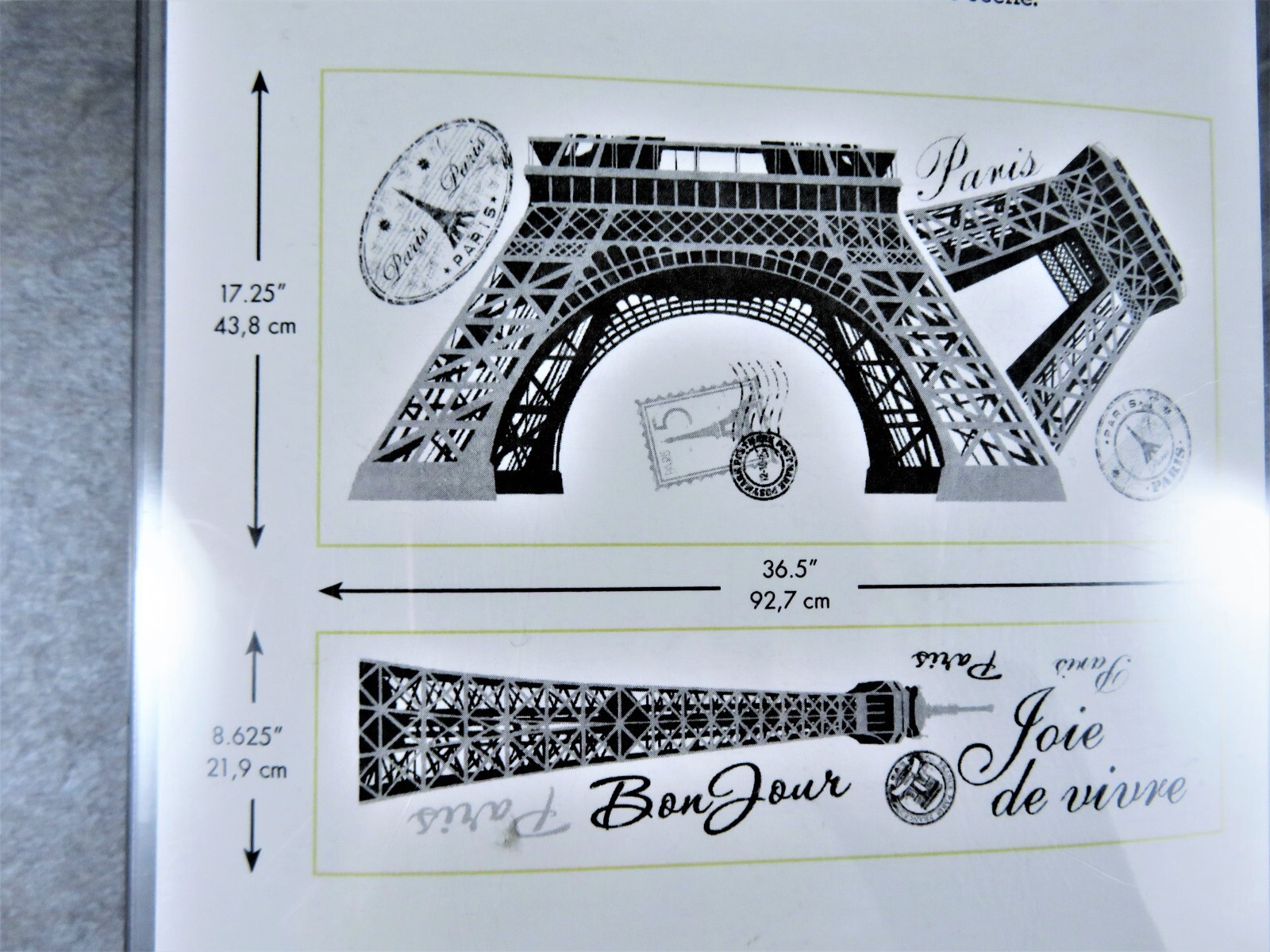 RoomMates Peel Stick Wall Decals Paris Theme Large Eiffel Tower 13 Pc Removable