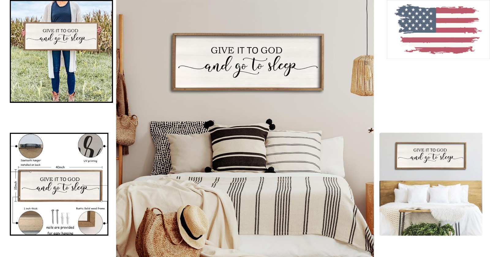 Framed ‘Give It To God’ Wall Sign – 40″x15″ Rustic Wood Art for Home Inspiration