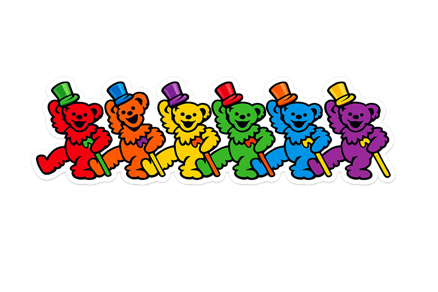 Rainbow Dancing Bears 3″ Vinyl Sticker Psychedelic Deadhead Decal
