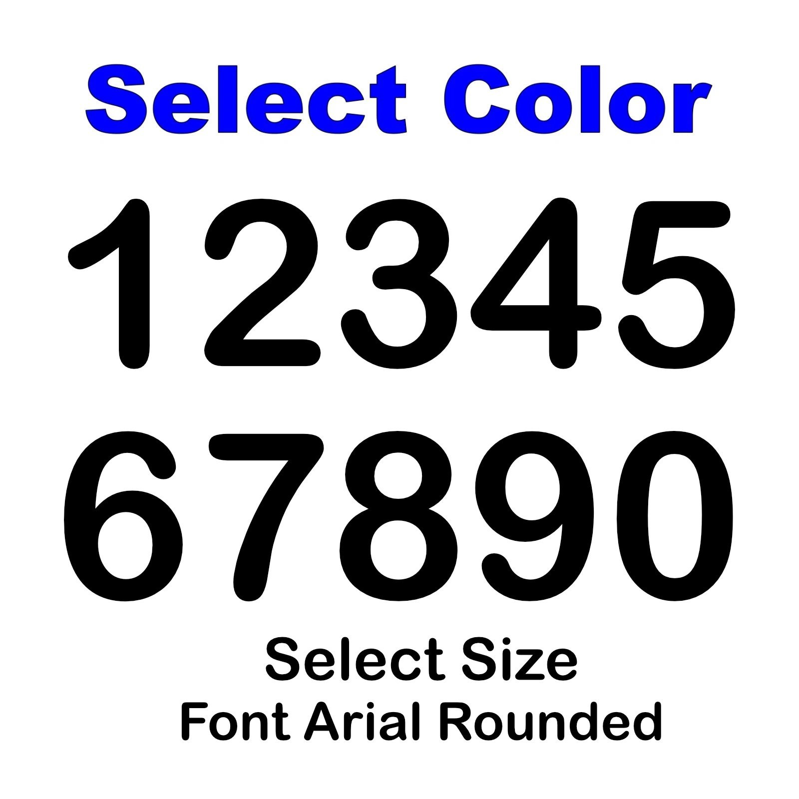 0 – 9 Vinyl Decals – Arial Font Select Size and Color