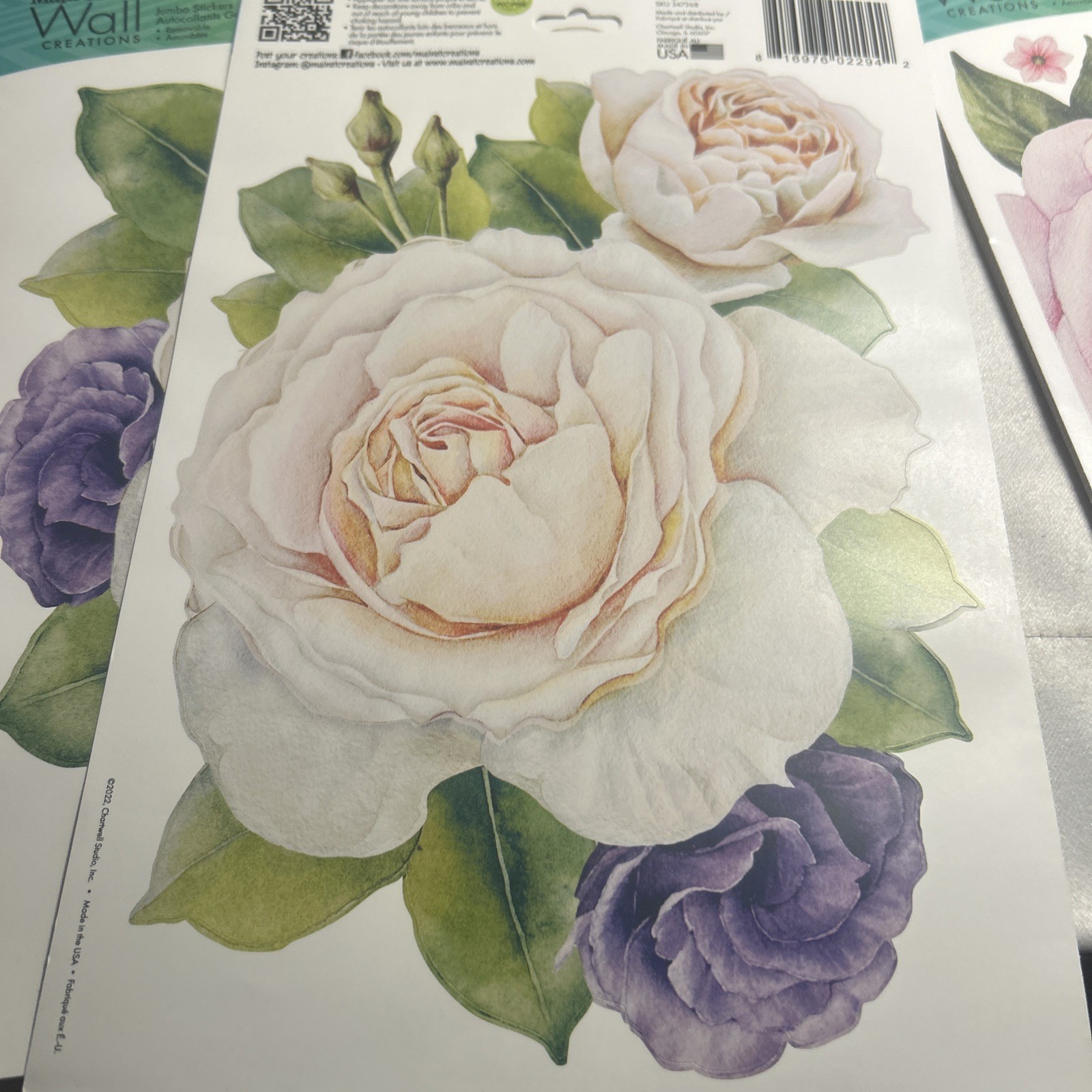 Lot of 43+Main Street Wall Creations Wall Decals Peony Floral Stickers 2 sided
