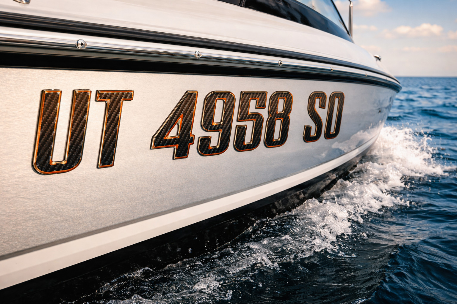 Carbon Fiber Bronze Boat & Jet Ski Registration Numbers 3D Raised Waterproof 3″