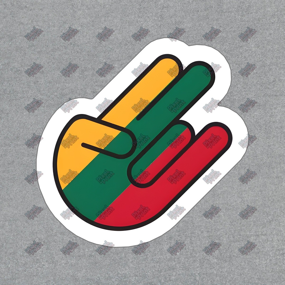 Lithuania Flag Hand Gesture Vinyl Sticker Colorful Decal for Laptop, #111475
