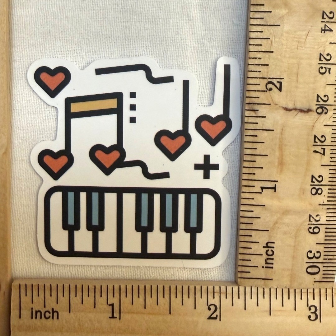 Piano Love Sticker Music Notes Hearts Waterproof Vinyl Style Piano Art # 93