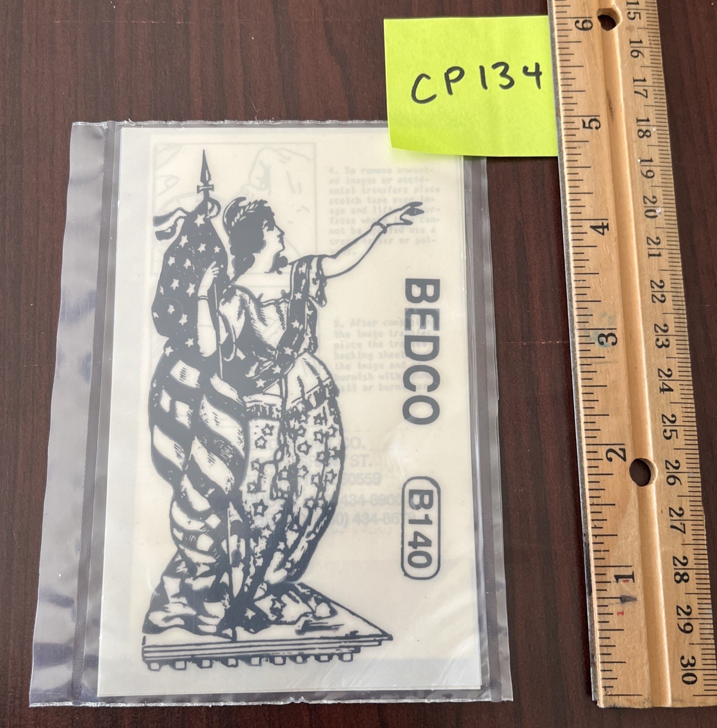 BEDCO B140 LADY LIBERTY USA TRANSFER NOS BLACK DECAL Clock Restoration CP134