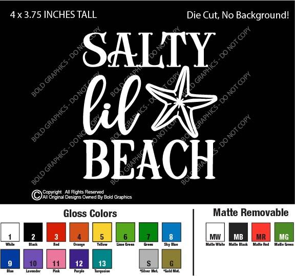 4″ Salty Lil Beach Decal Vinyl Sticker Summer Starfish Sand Sun Fun Ocean Life