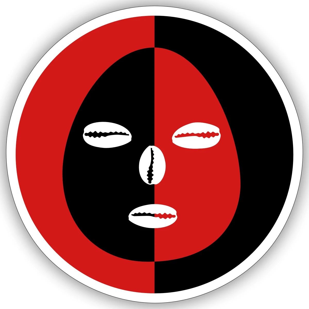 Eleggua Two Colors Face Black Red Sticker, max. 4 x 4″