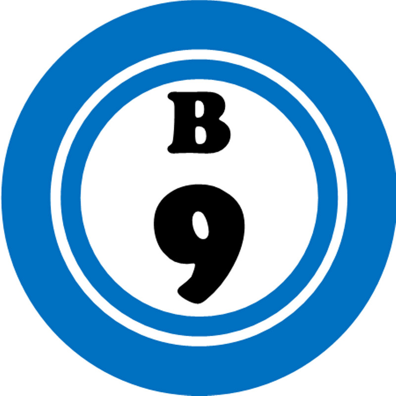 B 9 B9 Bingo Ball – 3 Inch Circle Sticker 3″ x 3″ – Hobby Number Board Lucky