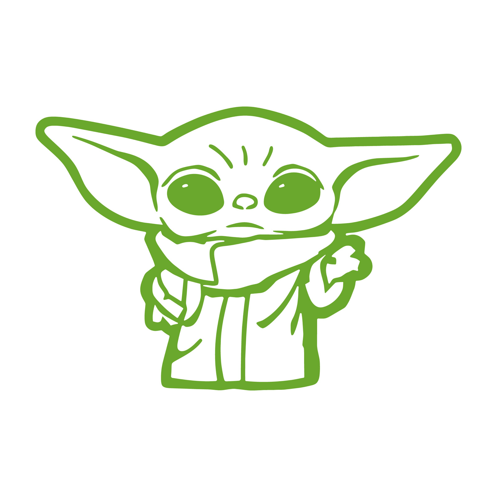Baby Yoda die cut decal Made in USA 44 Colors No background 3″(H)x3.5″(W)