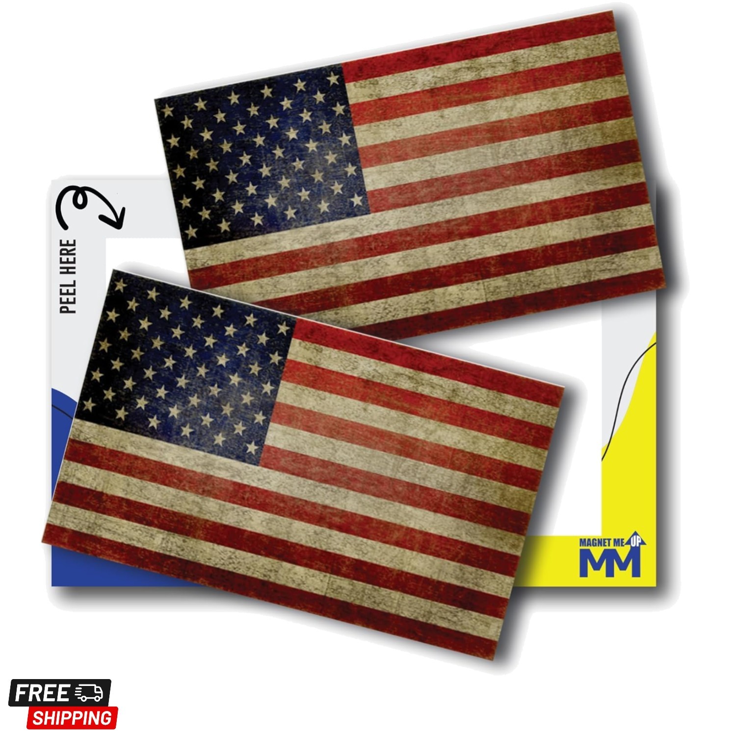 Weathered American Flag Stickers, 3×5 Inch, 2 Pack, American Flag Decals for …