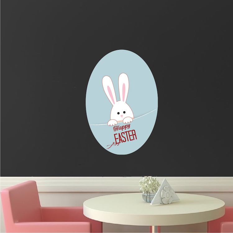 Easter Bunny Cling Decal Wall Happy Stickers Vinyl Art Rabbit Art Holiday, h94