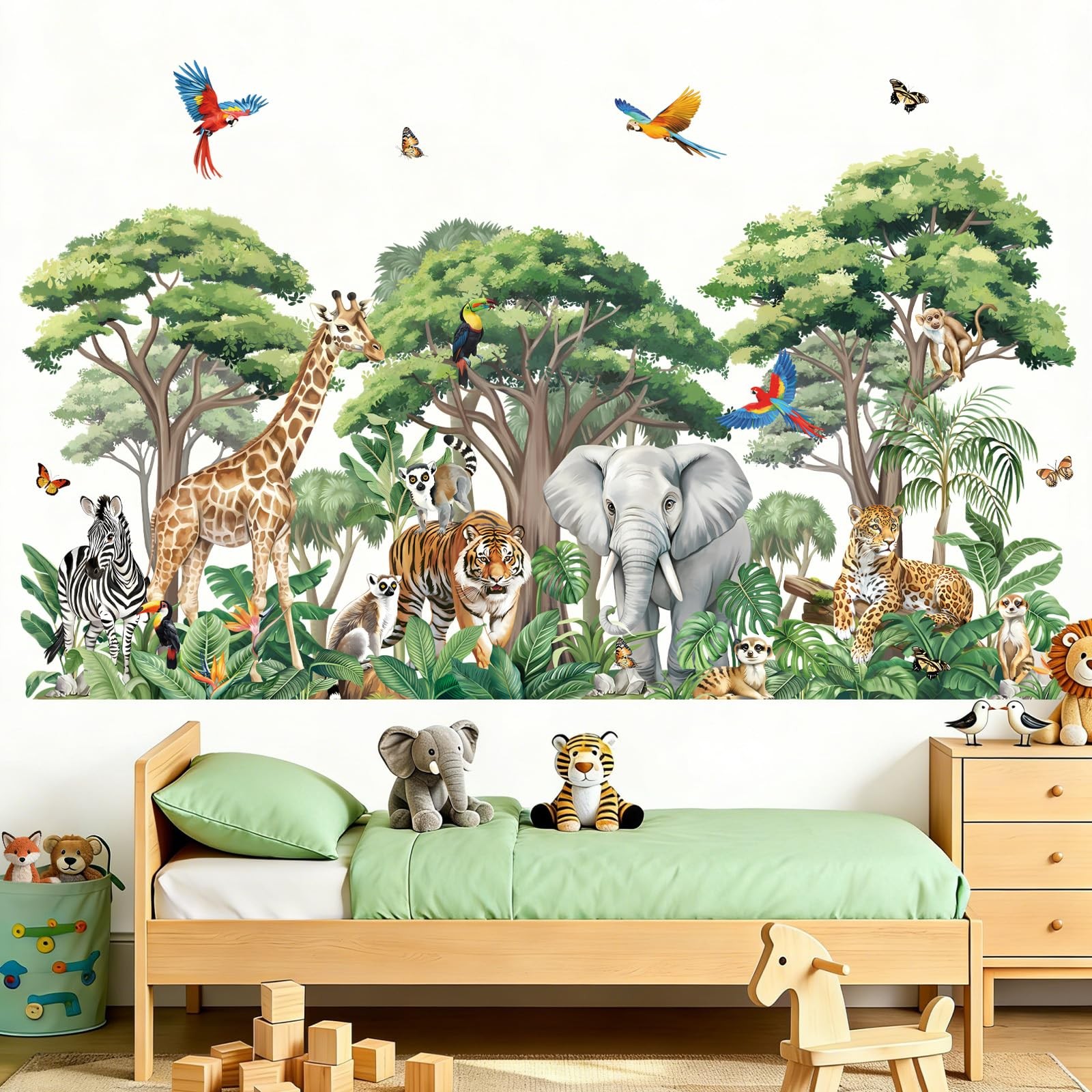 Large Safari Animals Tree (XXL) Wall Stickers Jungle Animals Giraffe Elephant…