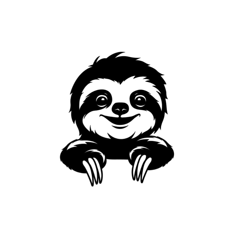Peeking Sloth Vinyl Decal Sticker -Multiple Colors & Sizes- FREE SHIPPING