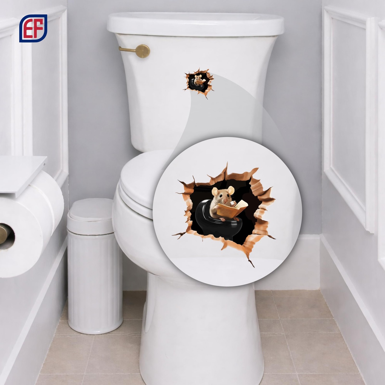 Hole Wall Stickers for – 3.5″ x 3.4″ Pack of 4 – 3D Peel & Stick Mousehole Dé…