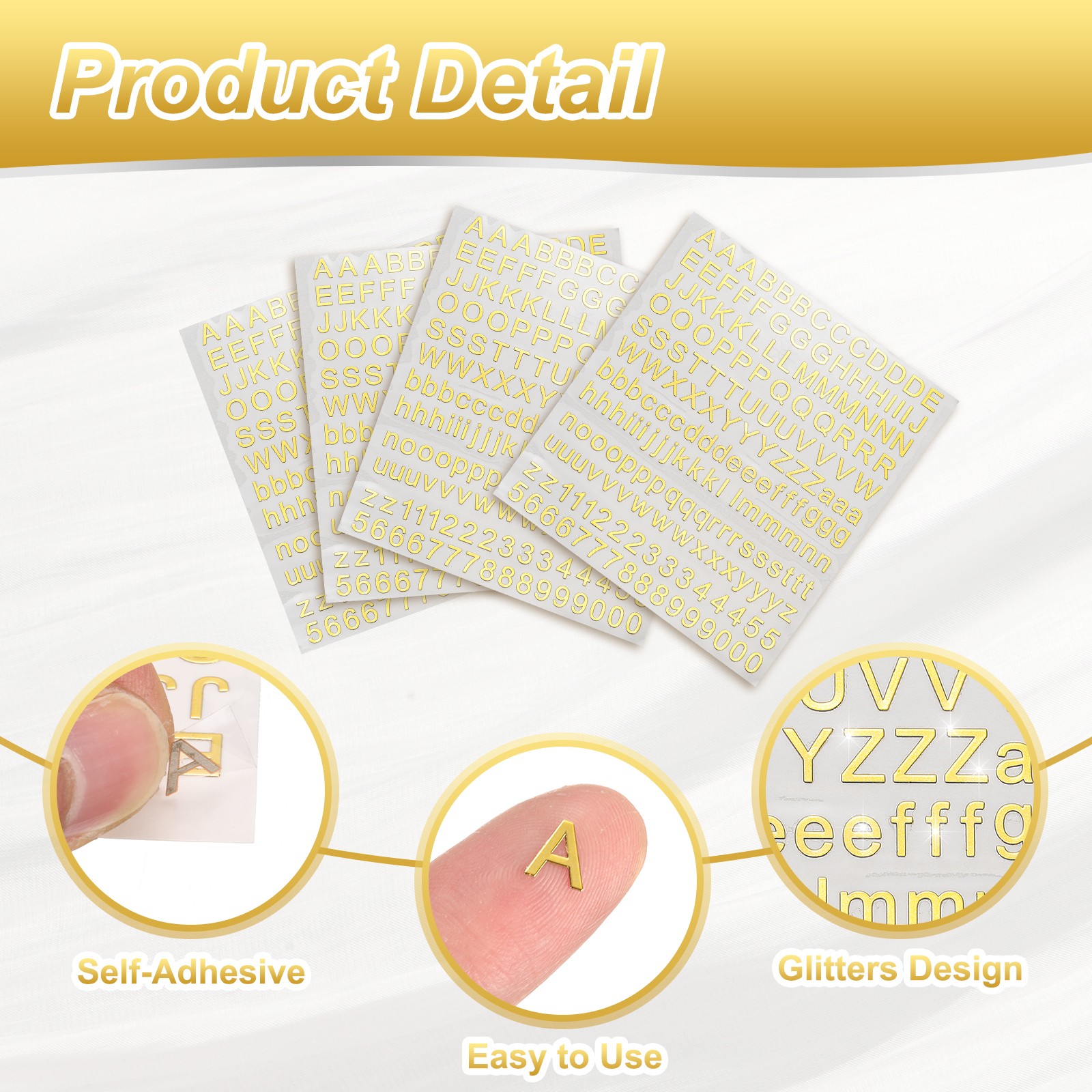 2 Sheets Letter Stickers 0.28″ Mini Letter Stickers Alphabet Stickers Gold